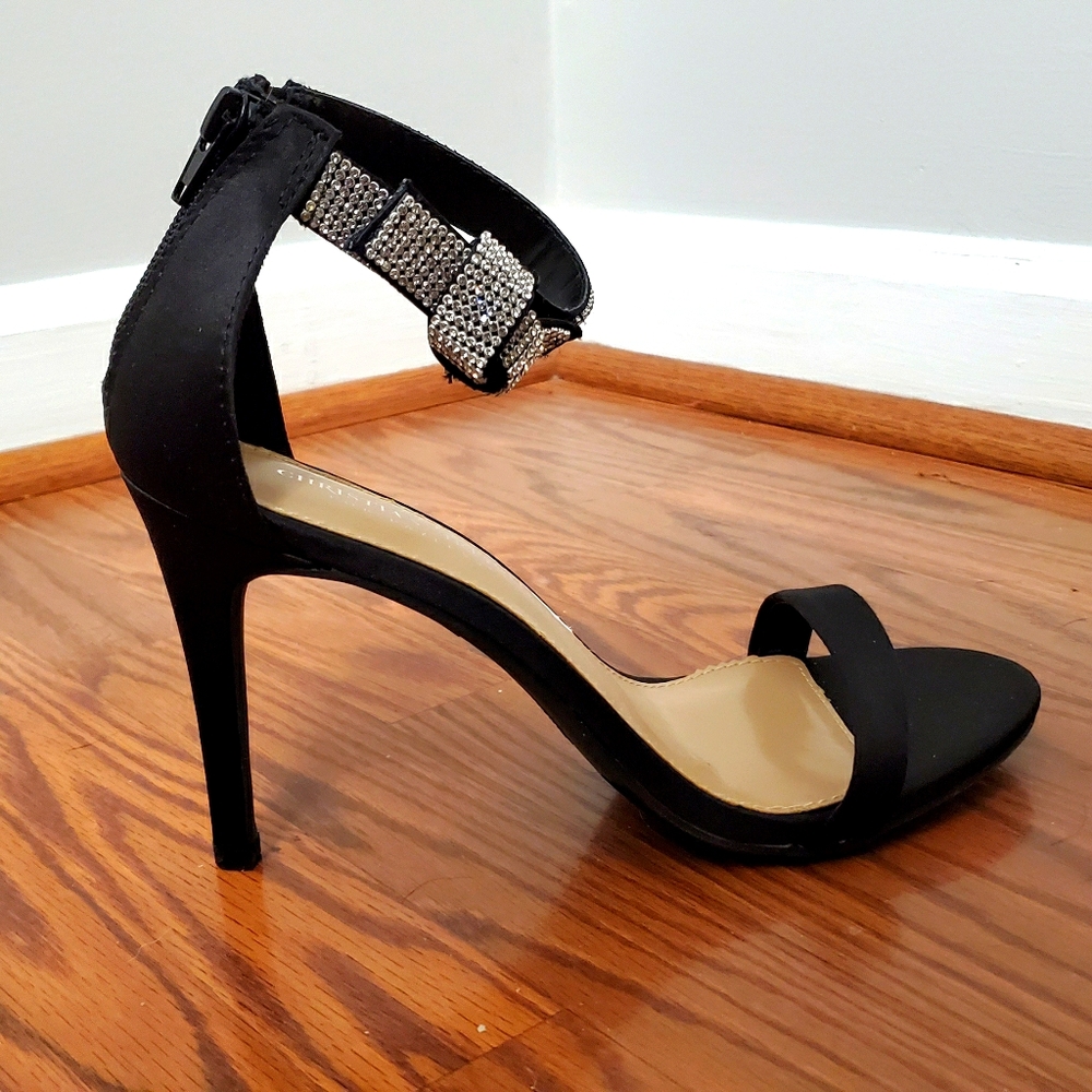 Black open toe heels